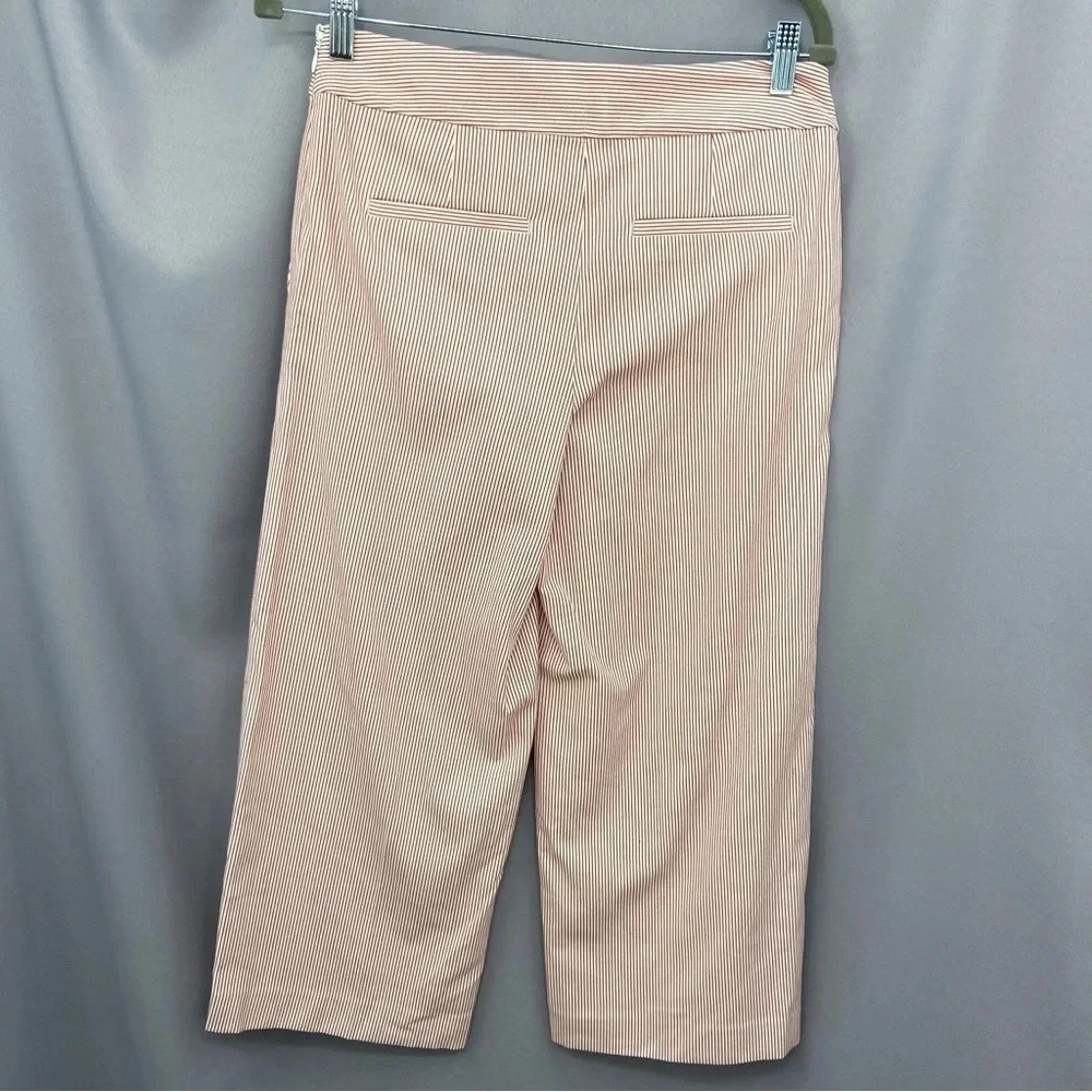 NWT Loft Red White Striped Cropped Wide Leg Flat Front Pants Size 0 Nautical - Picture 4 of 7
